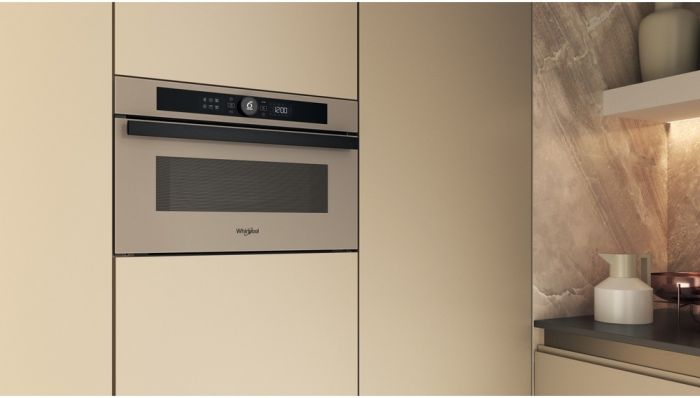 Мікрохвильова піч Whirlpool вбудована, 31л, електронне упр., 1000Вт, гриль, дисплей, бежевий