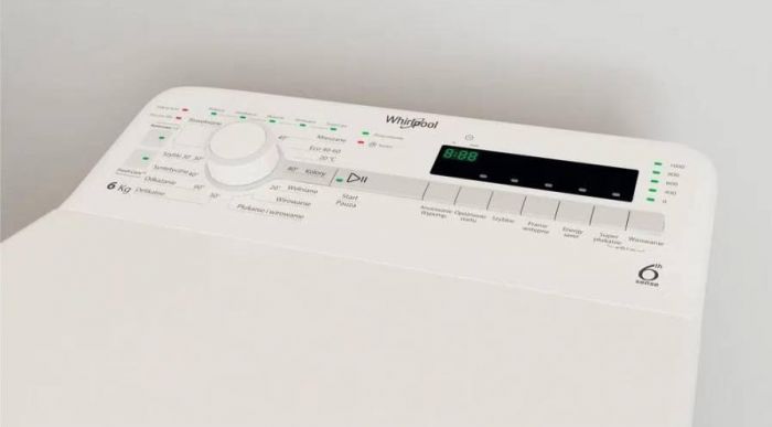 Пральна машина Whirlpool вертикальна, 6кг, 1000, C, 60см, дисплей, білий