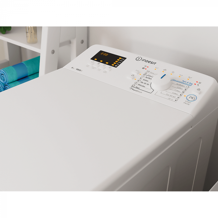 Пральна машина Indesit вертикальна, 6кг, 1000, C, 60см, дисплей, білий