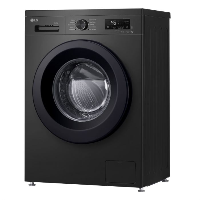 Пральна машина LG фронтальна, 6.5кг, 1200, В, 44см, дисплей, пара, інвертор, чорний
