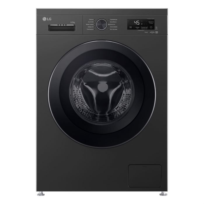 Пральна машина LG фронтальна, 6.5кг, 1200, В, 44см, дисплей, пара, інвертор, чорний