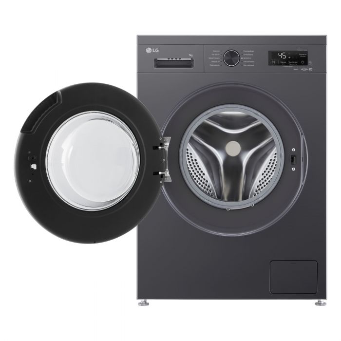 Пральна машина LG фронтальна, 7кг, 1200, A, 44см, дисплей, пара, інвертор, чорний