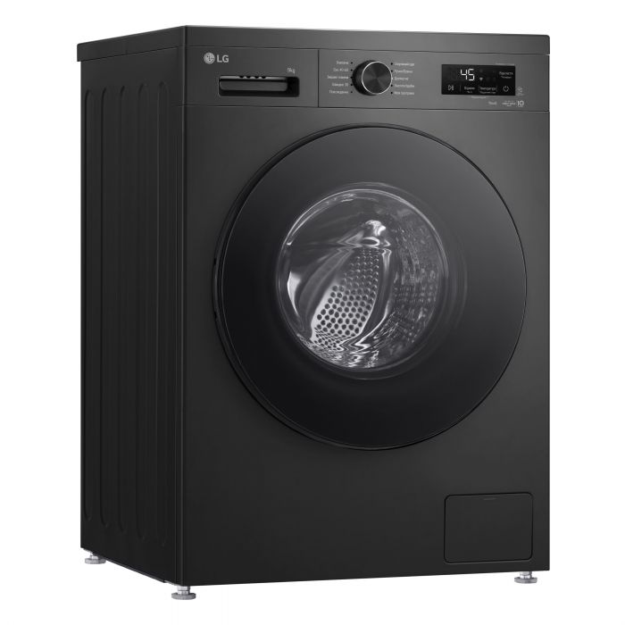 Пральна машина LG фронтальна, 9кг, 1400, A, 55см, дисплей, пара, інвертор, чорний
