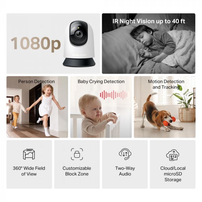 IP-Камера MERCUSYS MC200 FHD N300 microSD motion detection