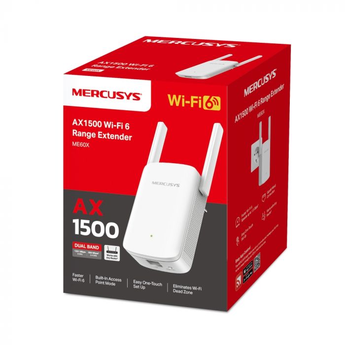 Розширювач покриття WiFi MERCUSYS ME60X AX1500, 1хGE LAN