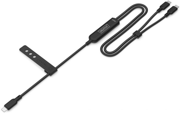 Кабель DIGITUS USB-C > 2xUSB-C заряджання/синхронізації, USB 2.0, 140W, 1.8м, чорний
