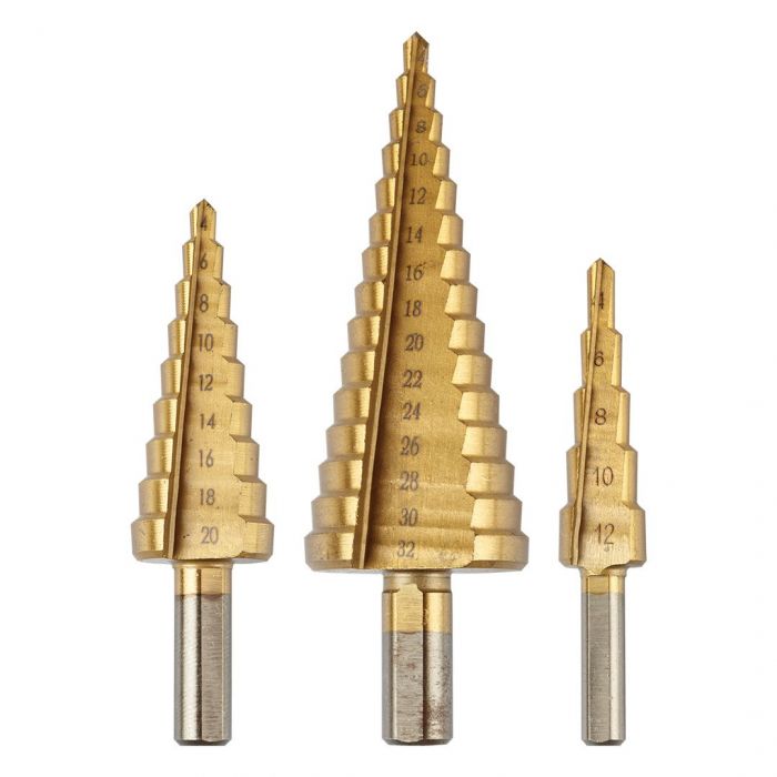 Свердло ступінчасте GRAPHITE TiN, 4x12/20/32мм, набір 3шт, 0.22кг