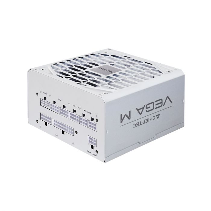Блок живлення CHIEFTEC Vega M  (850W), >90%, 80+ Gold, 135мм FDB, 1xMB 24pin(20+4), 2xCPU 8pin(4+4), 3xMolex, 6xSATA, 4xPCIe 8pin(6+2), 1xPCIe GEN5 16pin, Fully Modular, White