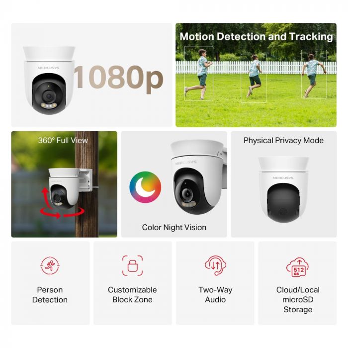 IP-Камера MERCUSYS MC500 FHD N300 microSD motion detection, зовнішня