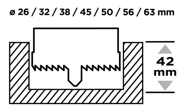 Коронки по дереву GRAPHITE загартовані зубці 26-63х50мм 7шт