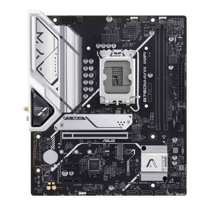 Материнcька плата ASUS B760M-AYW WIFI-SI s1700 B760 2xDDR5 M.2 HDMI Wi-Fi BT mATX