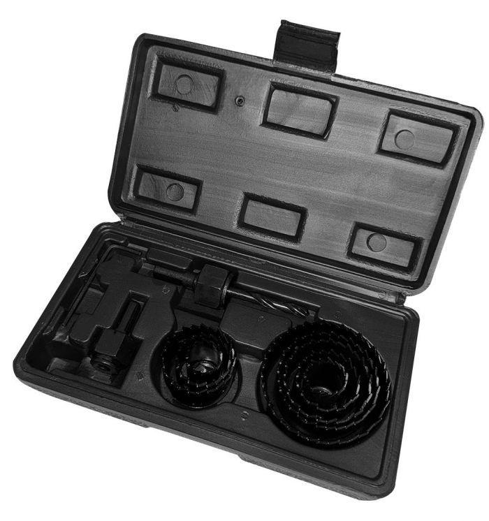 Коронки по дереву GRAPHITE 19, 22,29,32,38,44,51,64мм, 2 адаптери, кейс 12шт