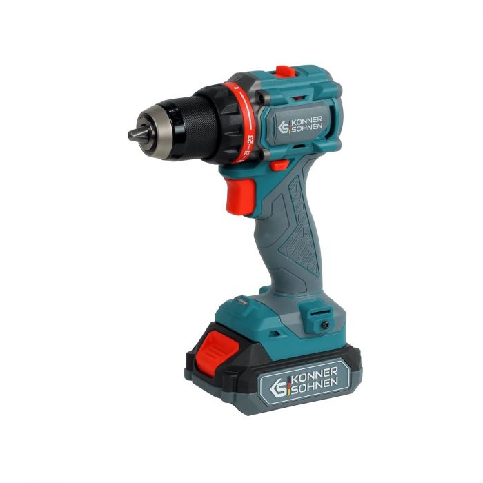 Шурупокрут-дриль ударний акумуляторний Konner&Sohnen KS ID20V-60 KIT 74 18В 1х2А·год 60Нм 0-450·0-1900об/хв LED-світло ЗП набір свердл і біт 74шт кейс 4.3кг