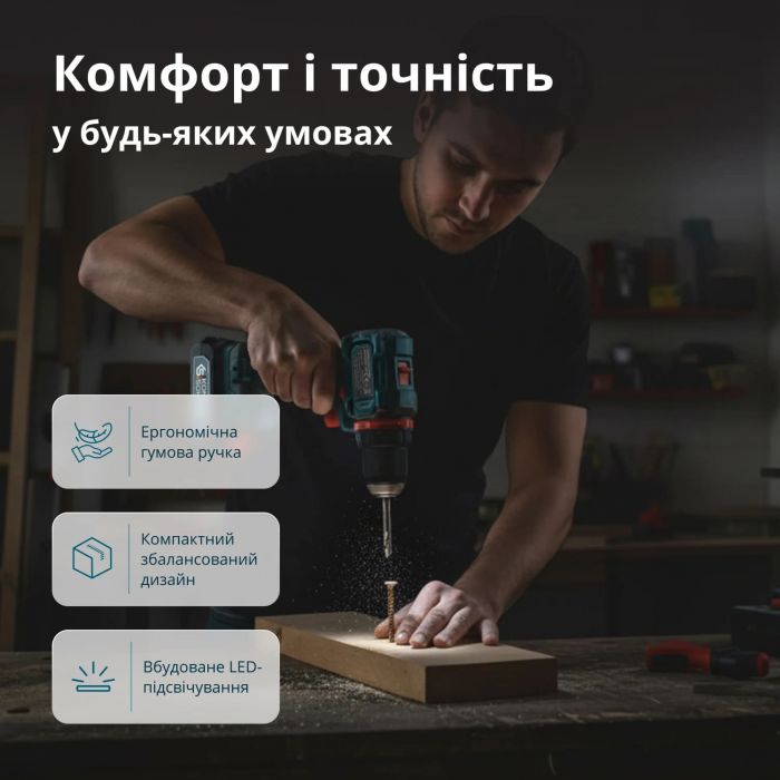 Шурупокрут-дриль ударний акумуляторний Konner&Sohnen KS ID20V-60 KIT 74 18В 1х2А·год 60Нм 0-450·0-1900об/хв LED-світло ЗП набір свердл і біт 74шт кейс 4.3кг