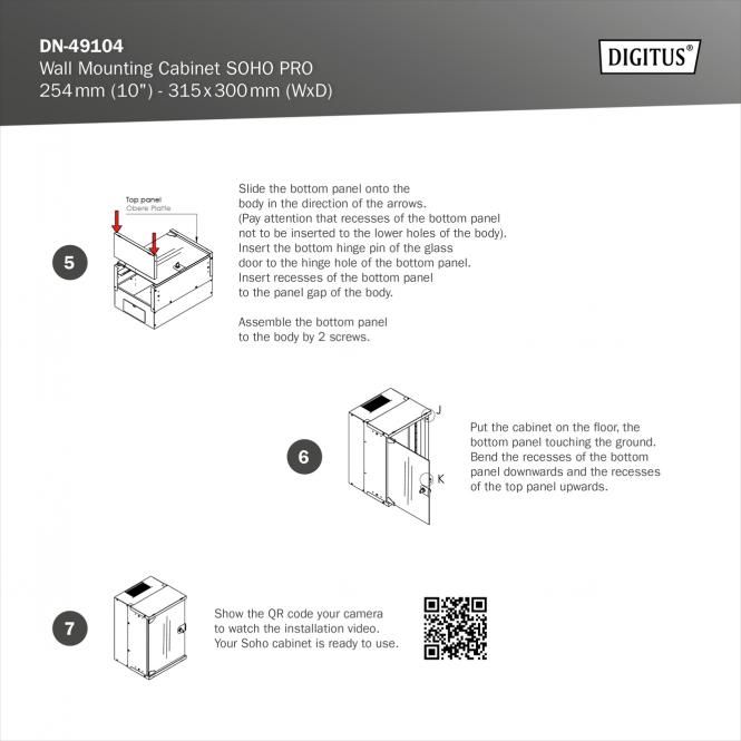 Шафа DIGITUS 10", 12U, SOHO PRO, скляні двері, 315x300 мм, 30кг максимально, сіра