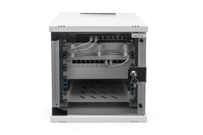 Шафа DIGITUS 10", 6U, SOHO PRO, скляні двері, 315x300 мм, 30кг максимально, сіра