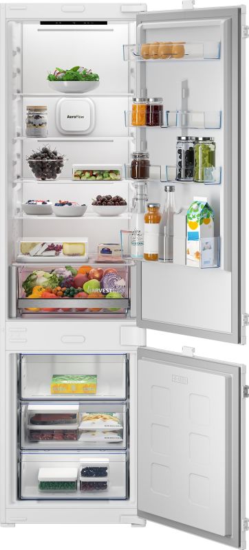 Холодильник Beko вбудований з нижн. мороз., 194x55x55, xолод.відд.-224л, мороз.відд.-76л, 2дв., D, NF, HarvestFresh, білий