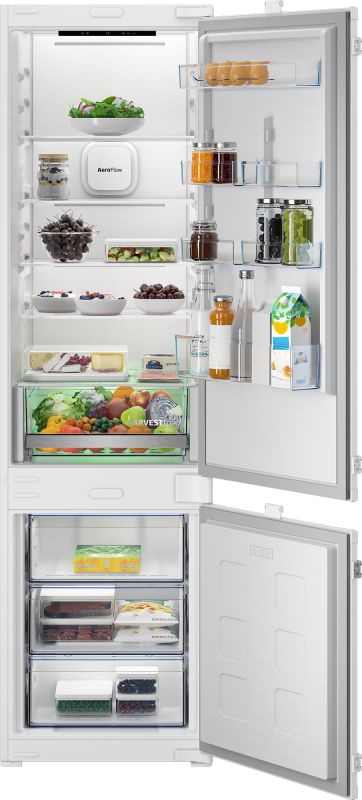 Холодильник Beko вбудований з нижн. мороз., 194x55x55, xолод.відд.-224л, мороз.відд.-76л, 2дв., D, NF, HarvestFresh, білий