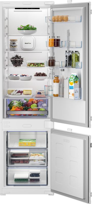 Холодильник Beko вбудований з нижн. мороз., 194x55x55, xолод.відд.-224л, мороз.відд.-76л, 2дв., D, NF, HarvestFresh, білий