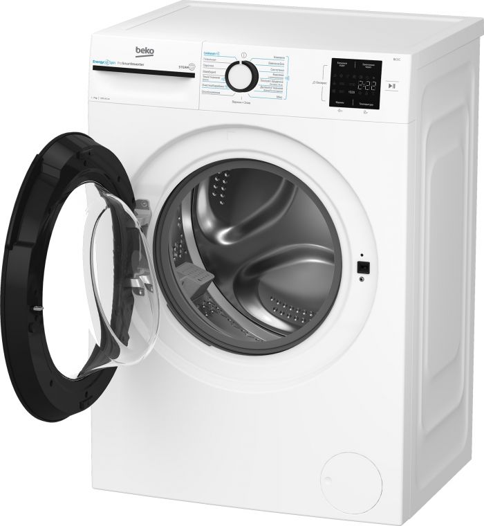 Пральна машина Beko фронтальна, 7кг, 1200, B, 50см, дисплей, інвертор, пара, білий