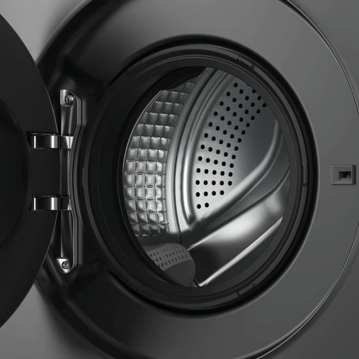 Пральна машина Haier фронтальна, 5кг, 1200, A, 42.3см, дисплей, інвертор, люк чорний, Wi-Fi, висота 70см, cріблястий