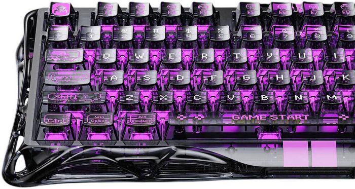 Клавіатура механічна GravaStar Mercury V75 Lite 80keys, Magnetic Blackcore, USB-A, RGB, Transparent Black