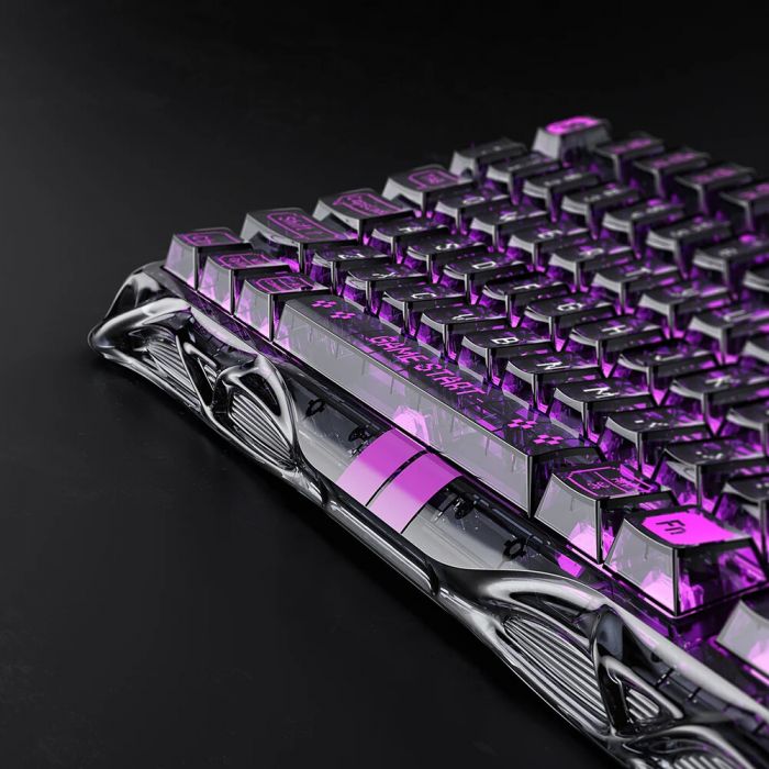 Клавіатура механічна GravaStar Mercury V75 Lite 80keys, Magnetic Blackcore, USB-A, RGB, Transparent Black