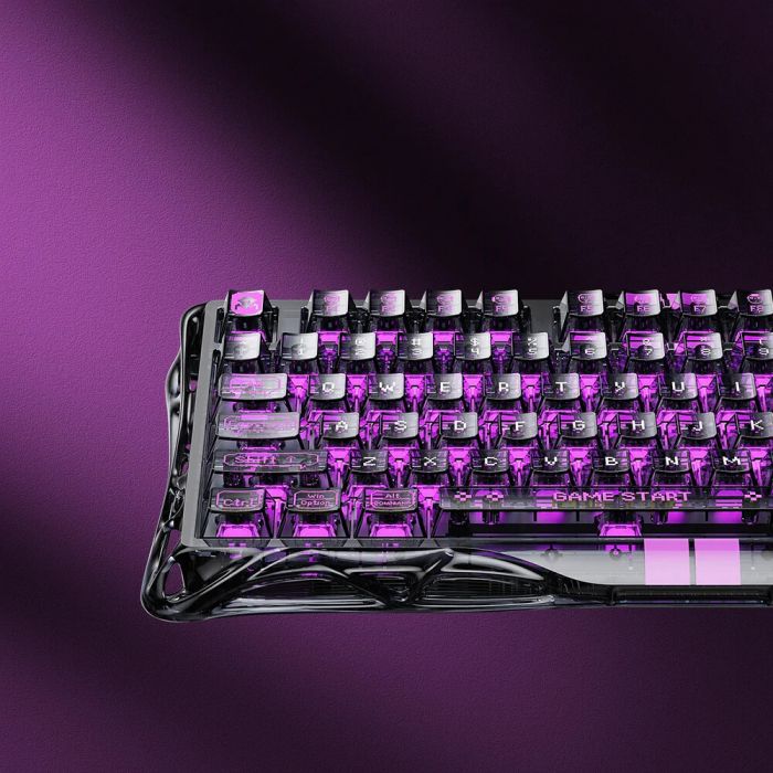 Клавіатура механічна GravaStar Mercury V75 Lite 80keys, Magnetic Blackcore, USB-A, RGB, Transparent Black