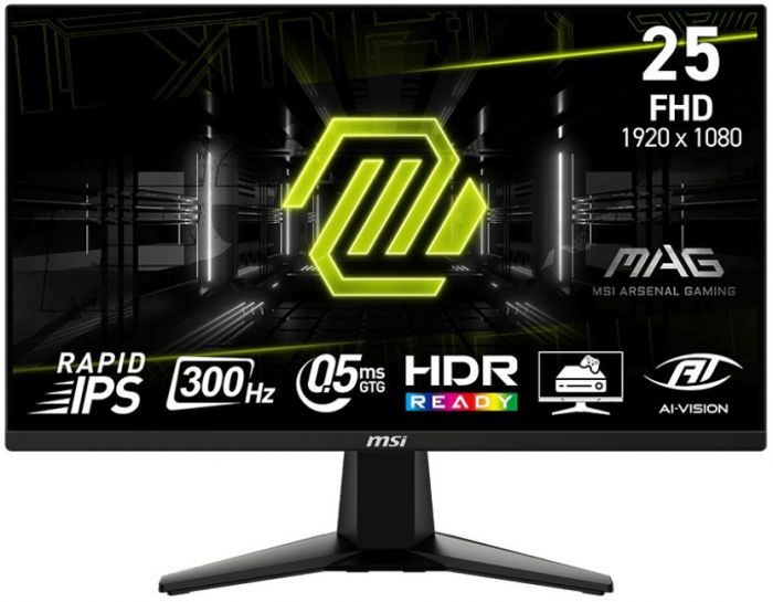 Монітор MSI 24.5" MAG 255XF 2xHDMI, DP, Audio, IPS, 300Hz, 0.5ms, sRGB 120%, FreeSync