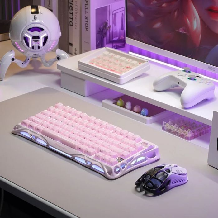 Клавіатура механічна GravaStar Mercury K1 80keys, GravaStar x Kailh Cheery Pink, EN, BT/WL/USB, Sakura Pink