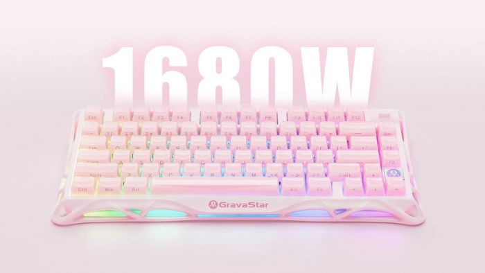 Клавіатура механічна GravaStar Mercury K1 80keys, GravaStar x Kailh Cheery Pink, EN, BT/WL/USB, Sakura Pink