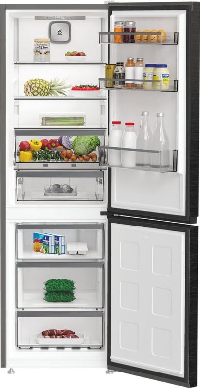 Холодильник Whirlpool з нижн. мороз., 186.5x60х66.3, холод.відд.-210л, мороз.відд.-104л, 2дв., А++, NF, інв., зона нульова, сірий