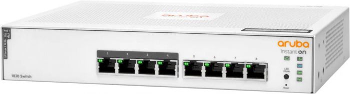 Комутатор HPE Aruba Instant On 1830, 8xGE ports, PoE Class 4 65W (ports 1-4), LT Warranty