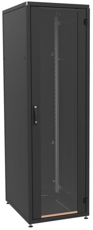 Шафа ZPAS 19", 42U, SZB IT, передні скляні двері, 600x1000 мм, максимально 1500кг, чорна