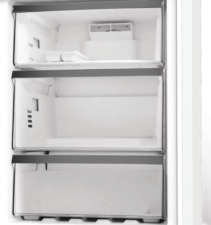 Холодильник Whirlpool з нижн. мороз., 186.5x60х66.3, холод.відд.-210л, мороз.відд.-104л, 2дв., А++, NF, дисплей, інв., зона нульова, нерж