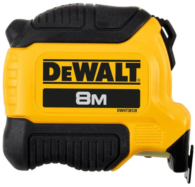 Рулетка DeWALT COMPACT, 8мх28мм, з фіксатором змотування, АБС-пластик, магніт