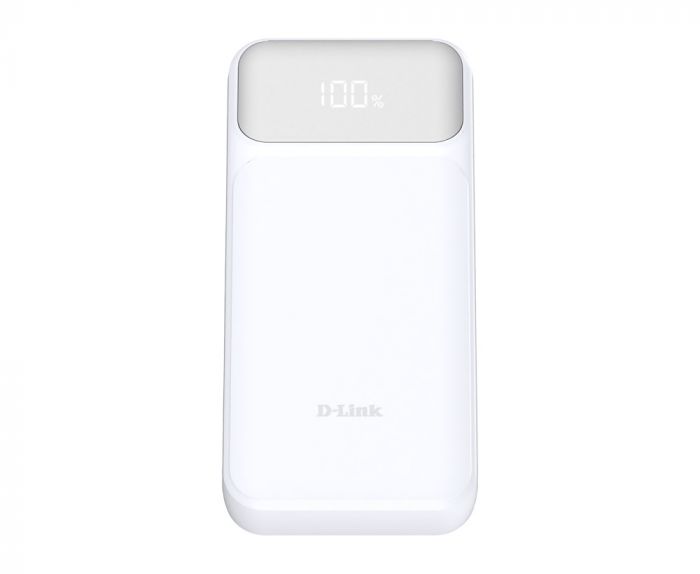 Акумулятор портативний літій-іонний Power Bank D-Link 20000мА*год, 65Вт PD 3.0, QC 3.0, 2xUSB-C, 1xUSB-A з дисплеєм, білий