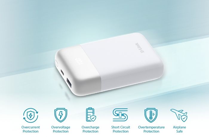 Акумулятор портативний літій-іонний Power Bank D-Link 10000мА*год 18Вт 1xUSB-A, 1xUSB-C, білий