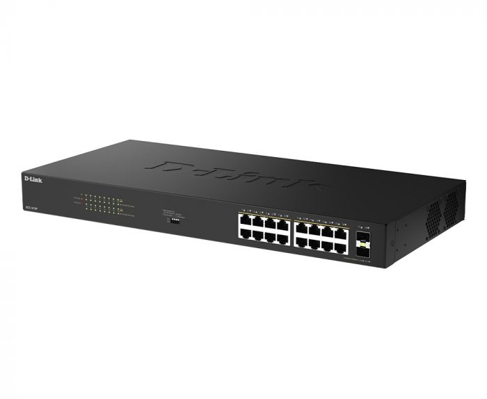 Комутатор D-Link  DGS-1018P 16x1GE PoE+, 240Вт, 30Вт/порт, Некерований
