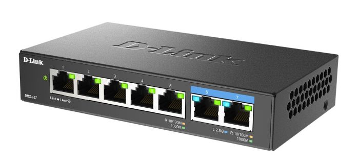 Комутатор D-Link DMS-107/E 2x2.5GE, 5xGE, Некерований