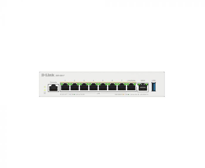 Мультисервiсний Маршрутизатор D-Link DBR-600-P, 7x2.5GE LAN PoE, 1x2.5GE LAN/WAN PoE, 1x2.5GE WAN, 1xUSB 3.0, 120Вт