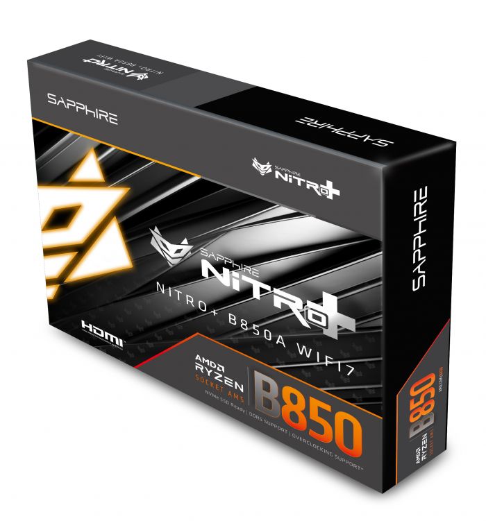 SAPPHIRE Motherboard NITRO+ B850A WIFI7 sAM5 B850 4xDDR5 M.2 HDMI DP WiFi BT ATX
