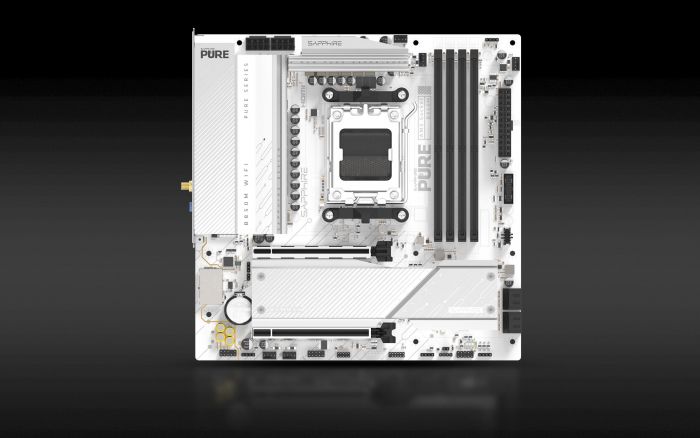 SAPPHIRE Motherboard PURE B850M WIFI sAM5 B850 4xDDR5 M.2 HDMI DP WiFi BT mATX білий
