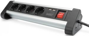 Блок розеток DIGITUS Office, 4xSchuko 16A, 2xUSB 2A, вимикач, 1.5м, вилка Schuko