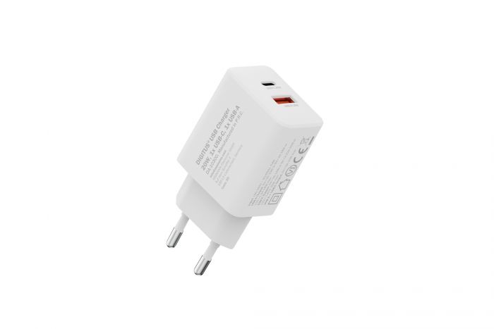 Зарядний пристрій DIGITUS 1хUSB-C, 1хUSB-A, 20W