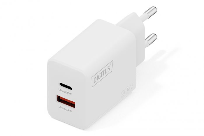 Зарядний пристрій DIGITUS 1хUSB-C, 1хUSB-A, 20W