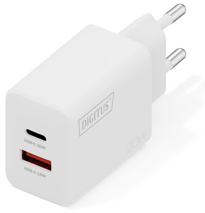 Зарядний пристрій DIGITUS 1хUSB-C, 1хUSB-A, 20W