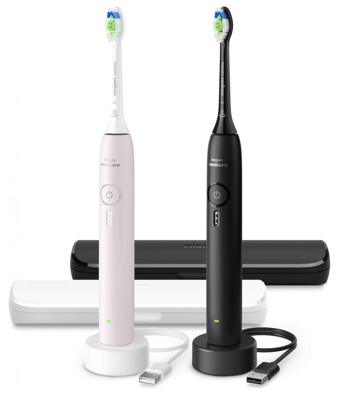 Щітка зубна електр. Philips, Sonicare 3100 series, набір , 2шт в наборі , чорний, рожевий