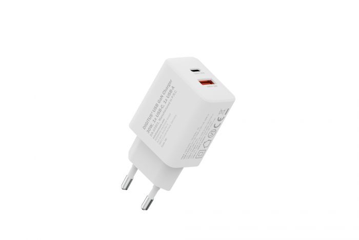 Зарядний пристрій DIGITUS GaN 1хUSB-C, 1хUSB-A, 30W