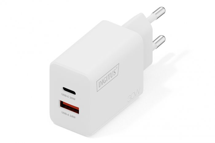 Зарядний пристрій DIGITUS GaN 1хUSB-C, 1хUSB-A, 30W